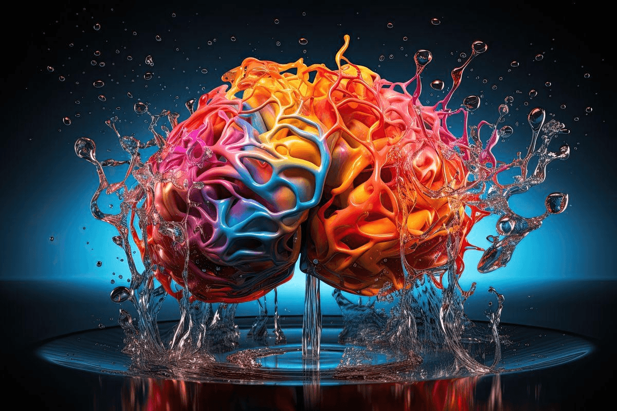 A vibrant illustration of a human brain overwhelmed by multiple digital inputs such as notifications, tasks, and data streams, symbolizing cognitive overload and the limits of mental processing capacity in modern work environments.